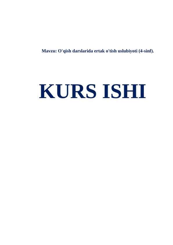 O'qish darslarida ertak o'tish uslubiyoti (4-sinf). 1
