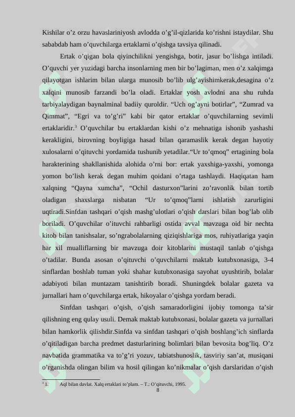 O'qish darslarida ertak o'tish uslubiyoti (4-sinf). 8