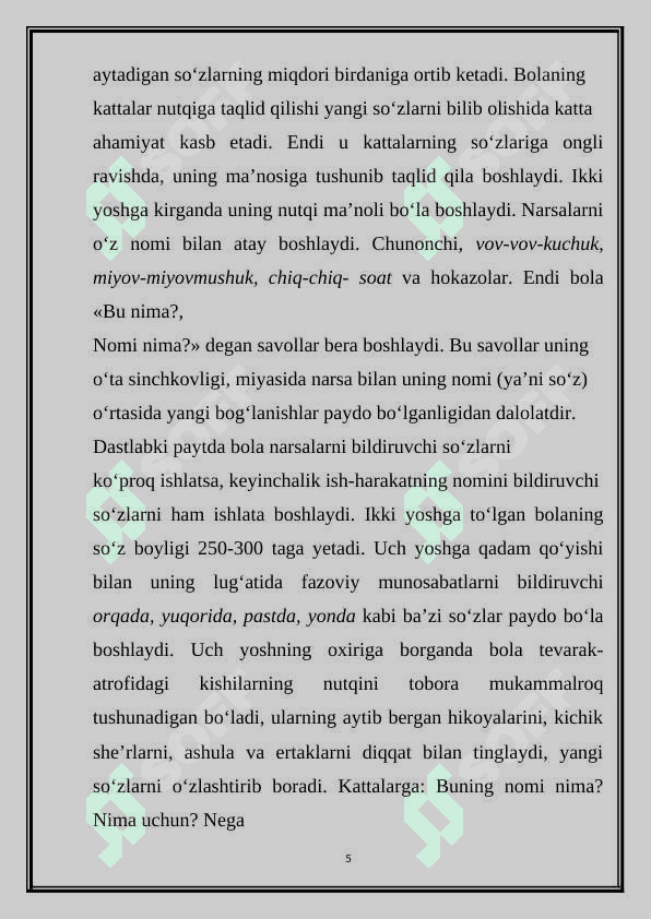 BOLALAR LUG'AT BOYLIGINI SHAKLLANISHINING ASOSIY BOSQICHLARI 5