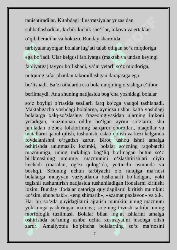 BOLALAR LUG'AT BOYLIGINI SHAKLLANISHINING ASOSIY BOSQICHLARI 7