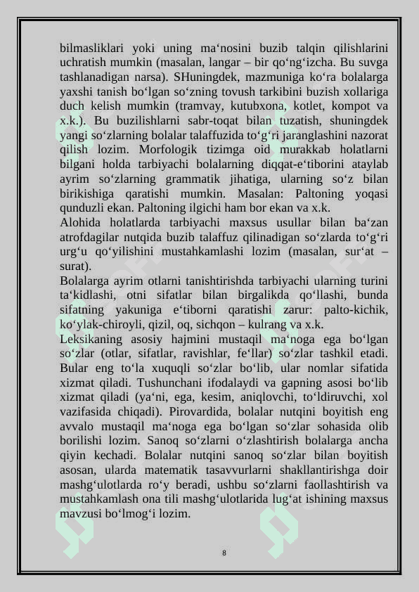 BOLALAR LUG'AT BOYLIGINI SHAKLLANISHINING ASOSIY BOSQICHLARI 8