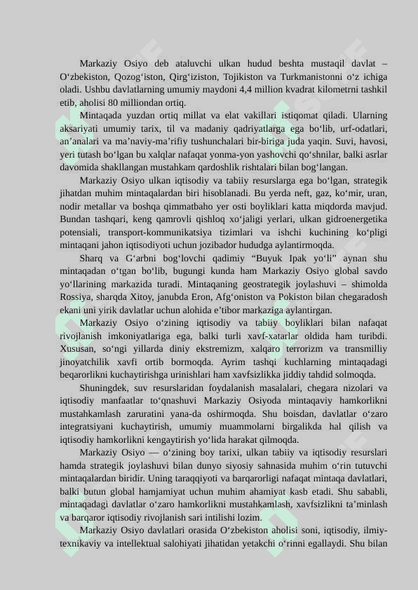 Markaziy Osiyoda tinchlik va barqarorlikni saqlashda O‘zbekistonning o‘rni 3