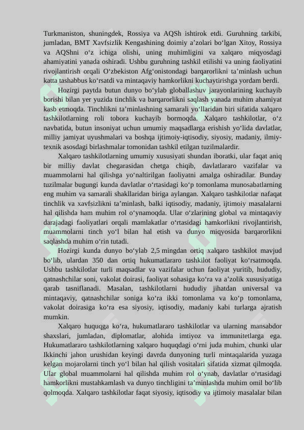 Markaziy Osiyoda tinchlik va barqarorlikni saqlashda O‘zbekistonning o‘rni 8