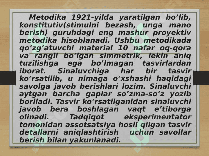 Rorshax siyoh dog’lari’’ proyektiv  metodikasi 8
