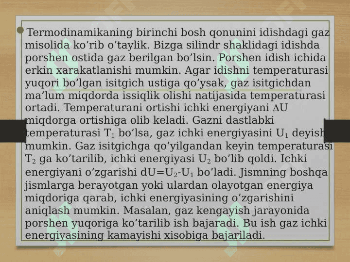 Termodinamikaning qonunlari va uning tadbiqlari 2
