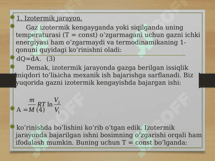 Termodinamikaning qonunlari va uning tadbiqlari 4