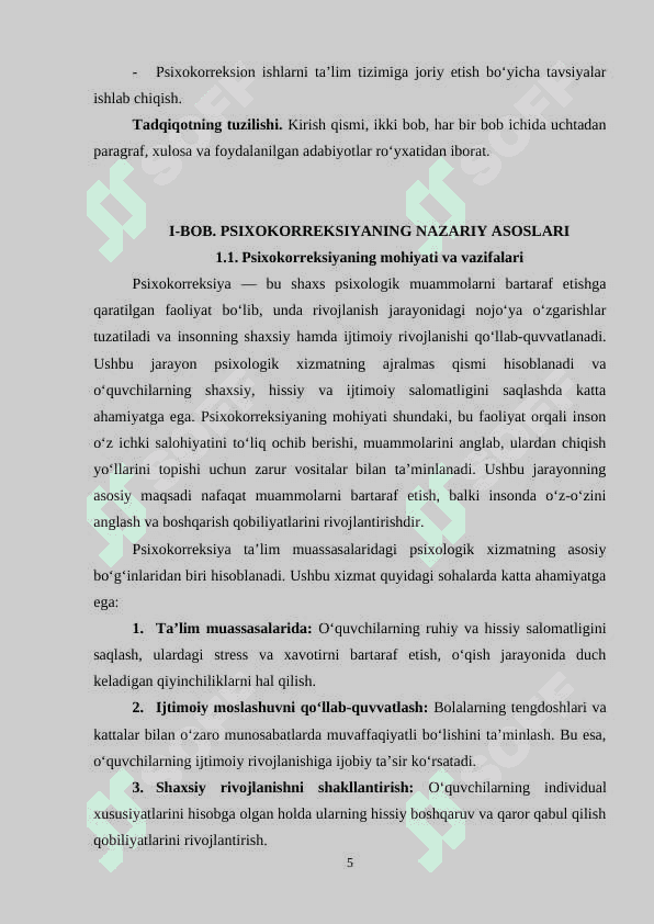 O‘quvchilar bilan psixokorreksion yo‘nalishda faoliyat olib borish 5