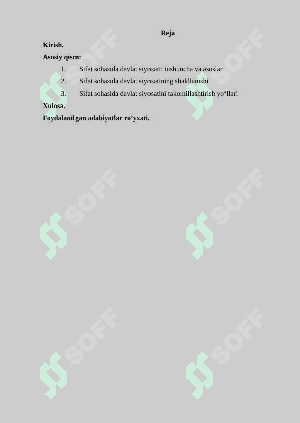 Sifat sohasida davlat siyosatini shakllantirish 2