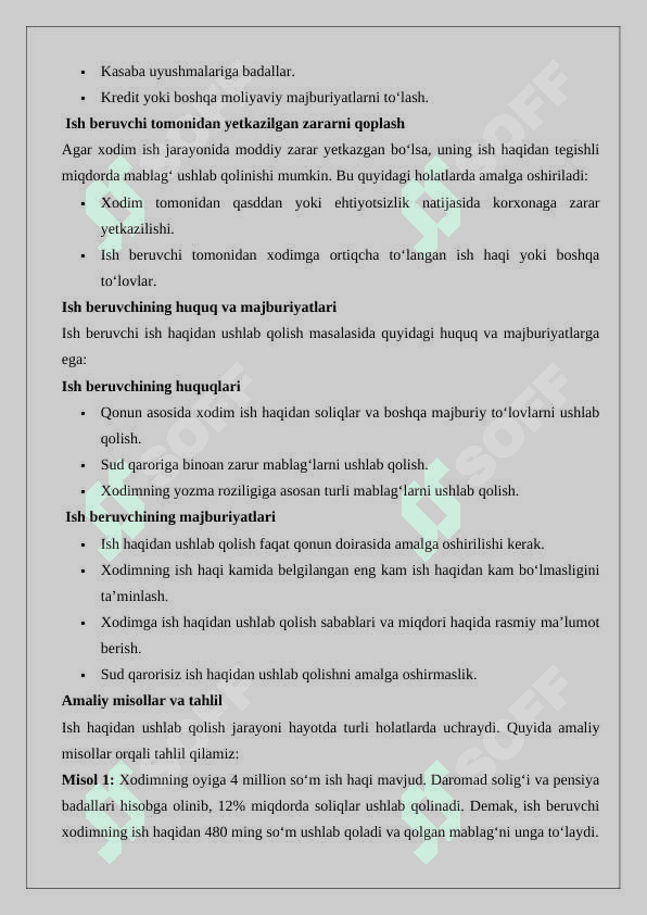 Ish haqidan ushlab qolish 6