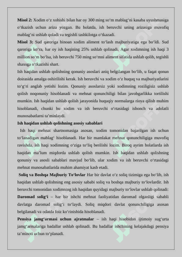 Ish haqidan ushlab qolish 7
