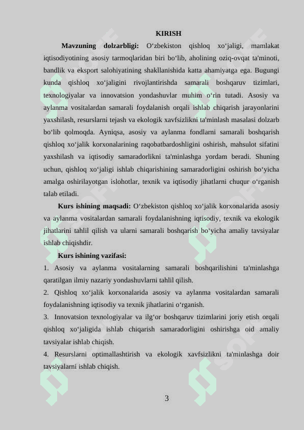 QISHLOQ XO‘JALIGINING ASOSIY VA AYLANMA FONDLARI VA ULARNING SAMARADORLIGINI OSHIRISH 3