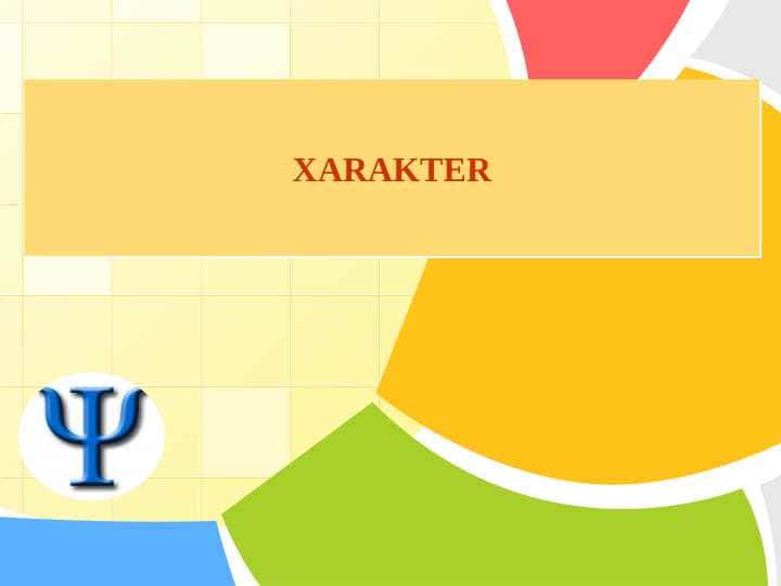 XARAKTER. Harakter