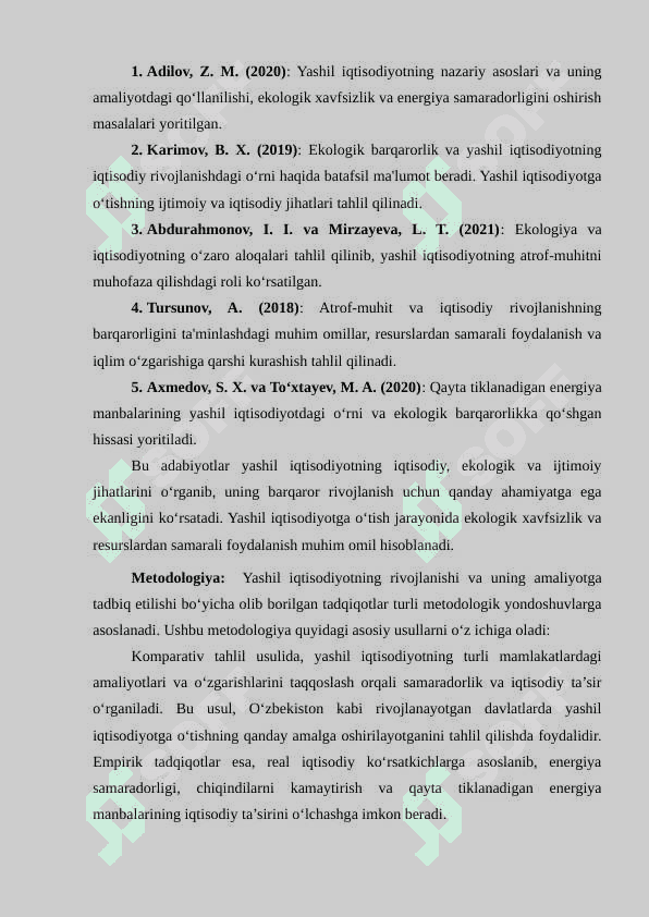 Yashil iqtisodiyotning iqtisodiy rivojlanishdagi o‘rni,vazifalari va ustuvor yo‘nalishlari 3