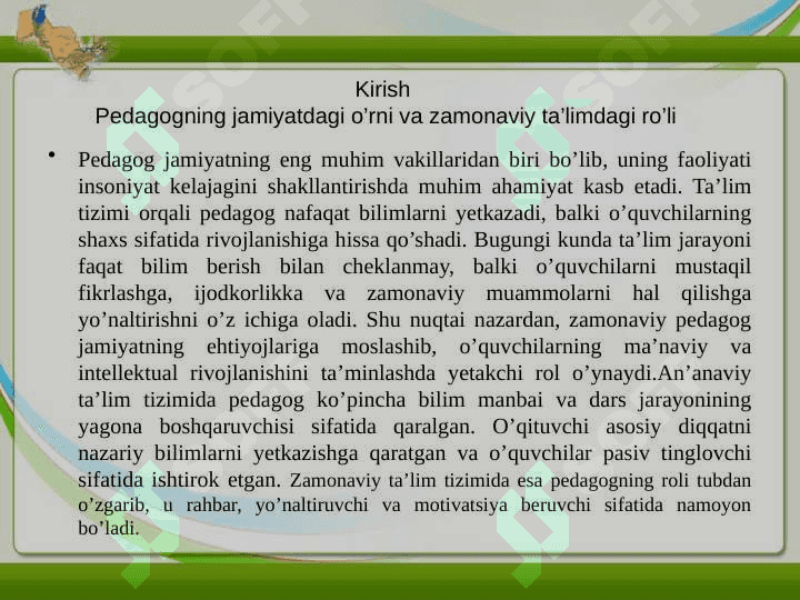 Zamonaviy pedagog va unga qo’yiladigan talablar 24 3