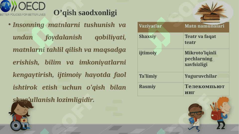 PISA matn tushunilishining rivojlanishi, o’qish strategiyalarining belgilanishi 7