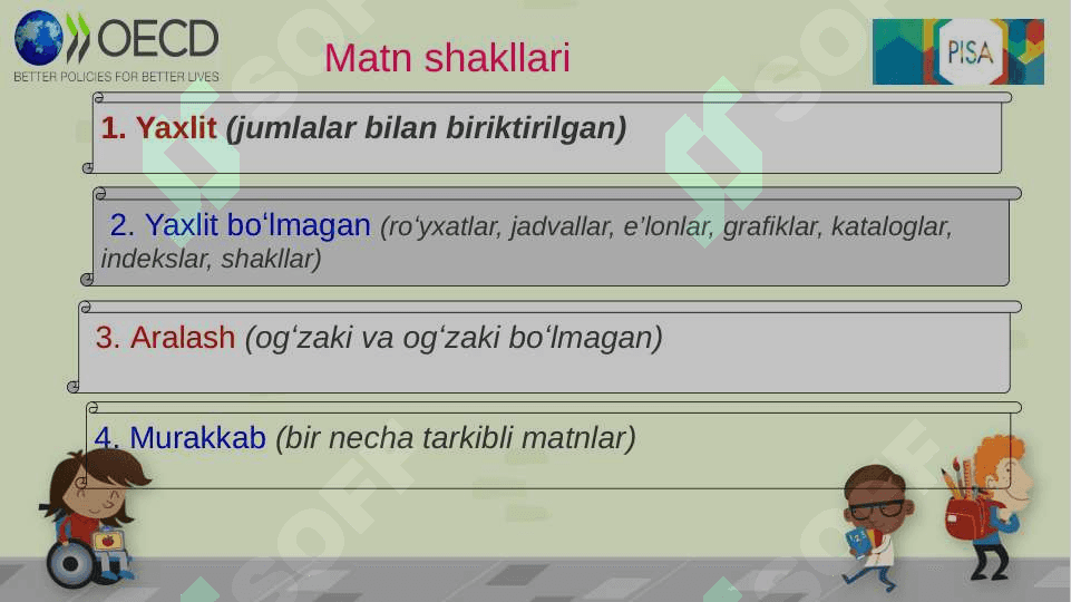 PISA matn tushunilishining rivojlanishi, o’qish strategiyalarining belgilanishi 8