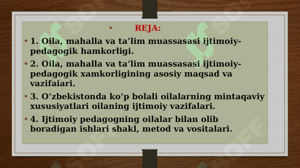 OILA, MAHALLA VA TA’LIM MUASSASASI IJTIMOIY-PEDAGOGIK HAMKORLIGI (taqdimot) 2