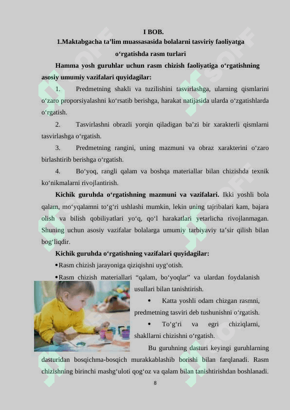 MAKTABGACHA YOSHDAGI BOLALARNI RASM CHIZISHGA O‘RGATISH 8