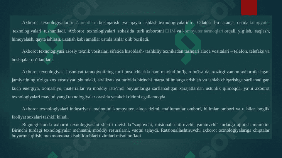 Axborot texnologiyalarini boshqarish 3