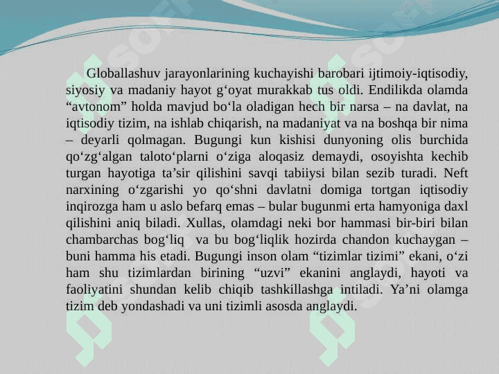 Zamonaviy dunyoda “sistem tahlil” zarurati haqida 4