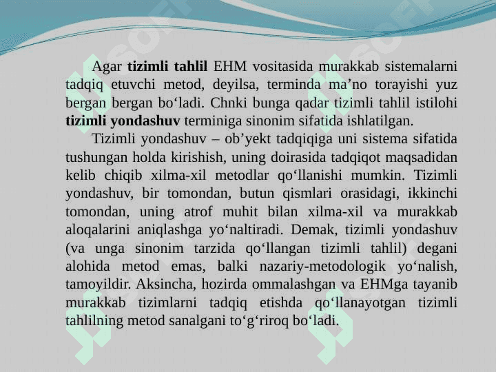 Zamonaviy dunyoda “sistem tahlil” zarurati haqida 8
