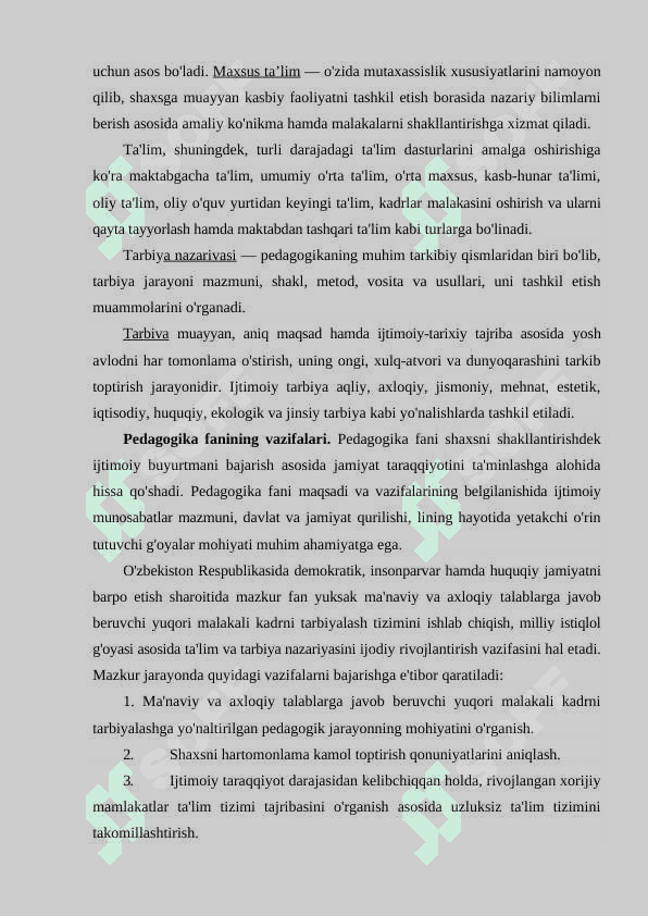 Taʼlimiy konsepsiyalarning umumiy tavsifi, mazmuni va mohiyati 2
