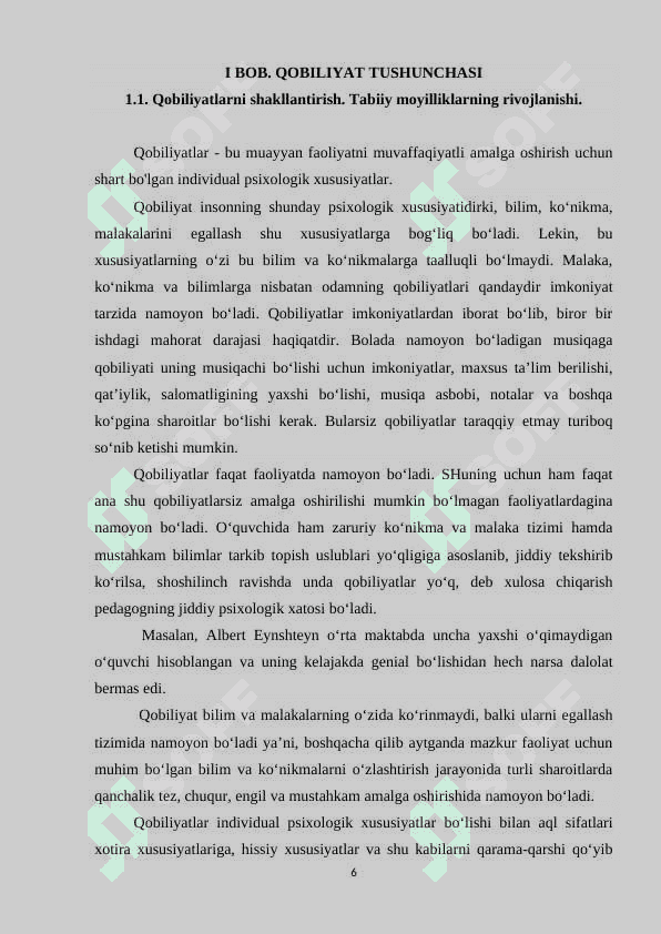 Qobiliyatni o'rganish test topshiriqlarni tanlash 6