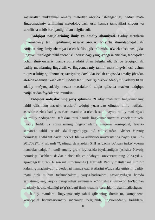 BАDIIY MАTNLАRNI LINGVОMАDАNIY TАHLIL QILISHNING NАZАRIY АSОSLАRI 8