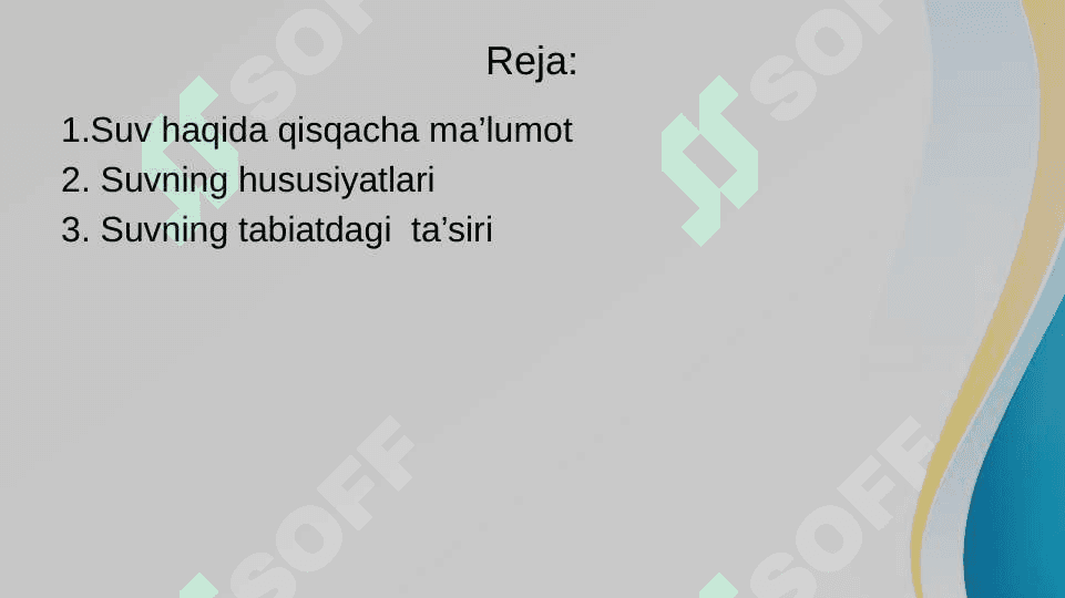 Suv haqida va tabiatdagi suv aylanishining sxemasi 2