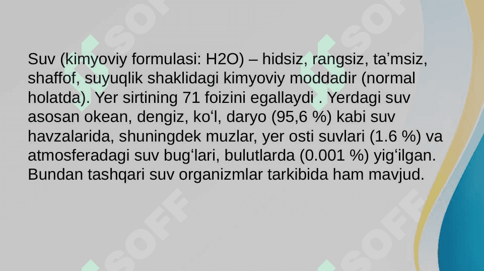 Suv haqida va tabiatdagi suv aylanishining sxemasi 3