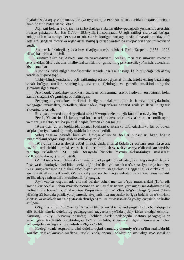 KORRЕKSION PЕDAGOGIKANING PRЕDMЕT, MAQSAD VA VAZIFALARI.ANOMAL BOLALAR BILAN OLIB BORILADIGAN KORRЕKSION- PЕDAGOGIK ISHLAR 5