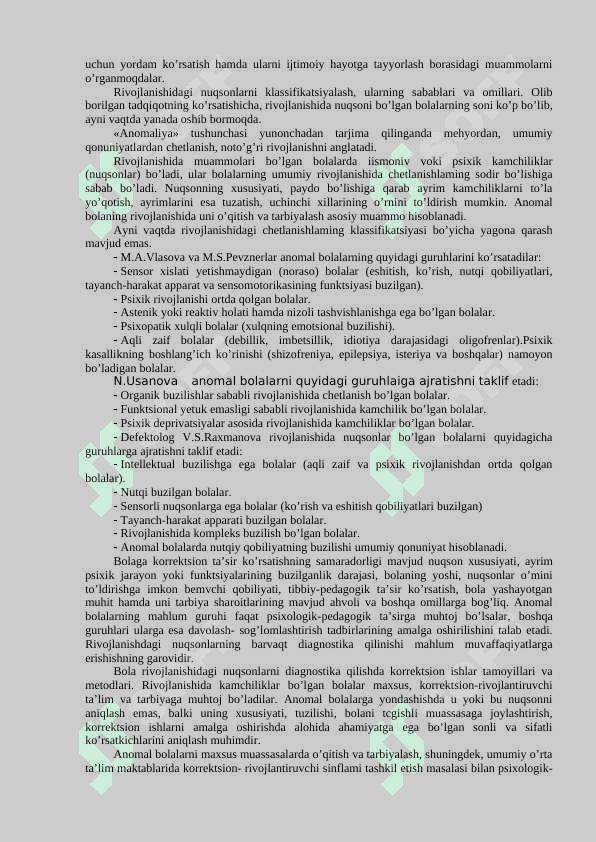 KORRЕKSION PЕDAGOGIKANING PRЕDMЕT, MAQSAD VA VAZIFALARI.ANOMAL BOLALAR BILAN OLIB BORILADIGAN KORRЕKSION- PЕDAGOGIK ISHLAR 6