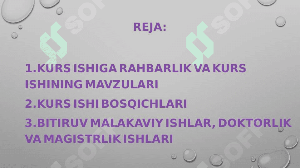 Kurs ishi,Bitiruv malakaviy ishLar, Doktorlik va Magistrlik ishlari 2