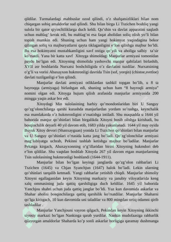 Xitoy yangi davrda: Tarixiy rivojlanishning asosiy voqealari va jarayonlari 2