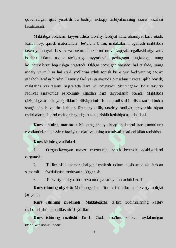 BOLALARNI HAR TOMONLAMA RIVOJLANTIRISHDA TASVIRIY FAOLIYATNING AHAMIYATI. 4