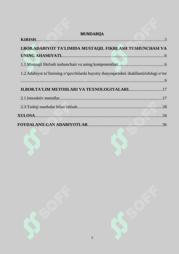 ADABIYOT DARSLARIDA OʻQUVCHILARNI MUSTAQIL FIKRLASHGA OʻRGATISHDA TA'LIM METODLARINING OʻRNI 2