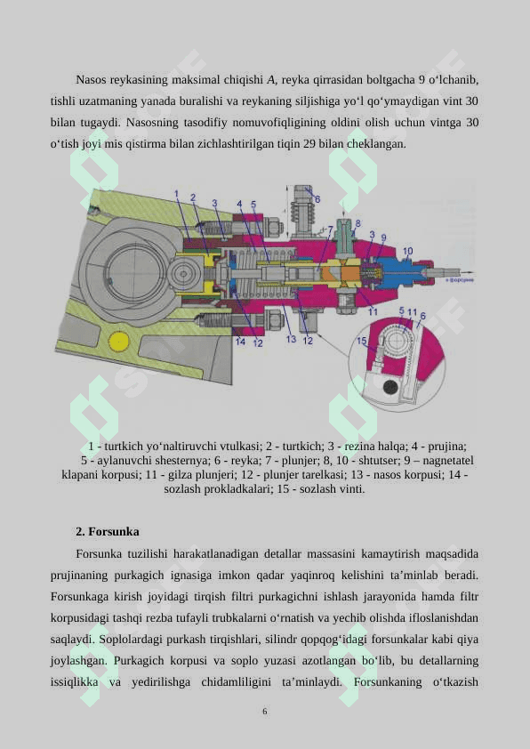 5D49 dizellarining yoqilg‘i apparaturasi ishlash prinspi va tuzilishi 4