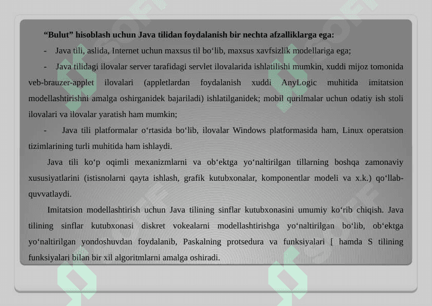 Imitatsiya modellarini ishlab chiqishda maxsus modellashtirish tillari 5
