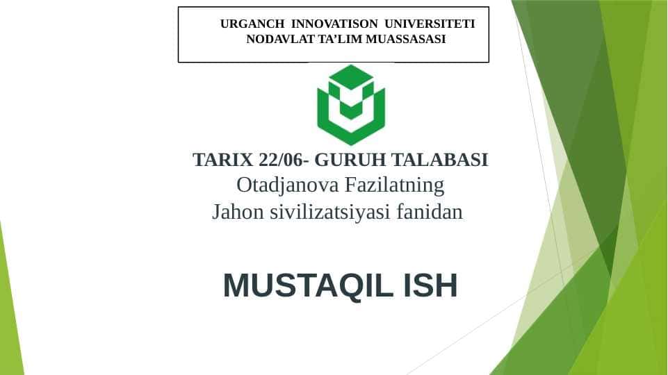 G‘arb sivilizatsiyasining vujudga kelishi 1