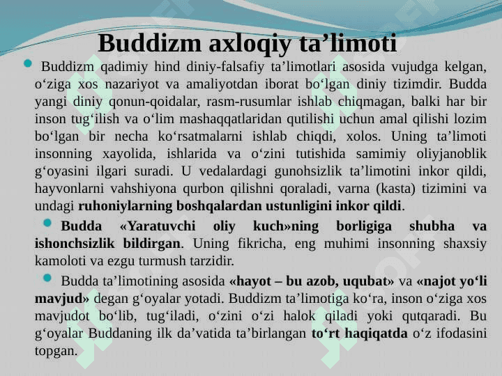 Buddizm dini (TAQDIMOT) 8