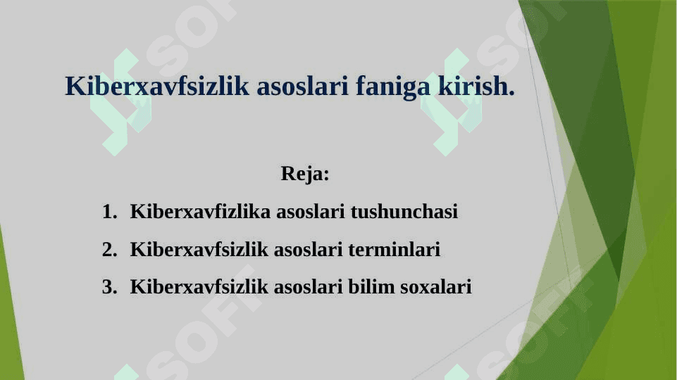 Kiberxavfsizlik asoslari faniga kirish 2