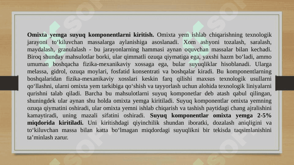 OMIXTA YEM KOMPONENTLARINI BIRIKETLASH VA ZICHLASHNING NAZARIY ASOSLARI 8