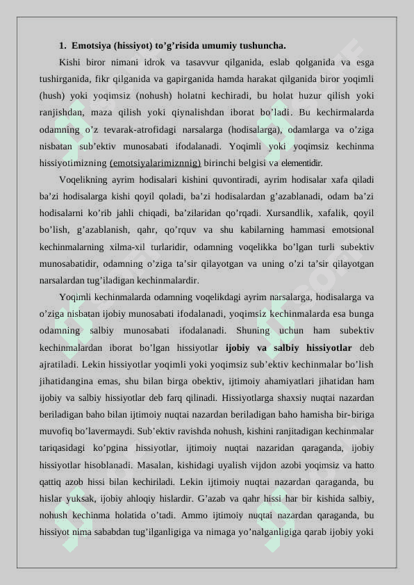 Emotsional holatlar xilma xilligi va funksiyalari 2