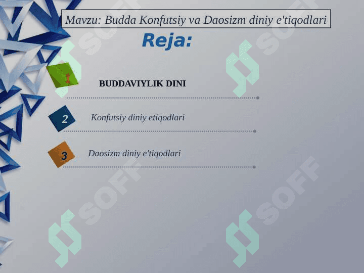 Budda Konfutsiy va Daosizm diniy e'tiqodlari 2