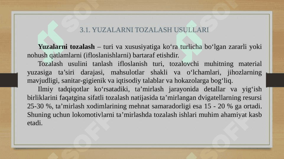 TA’MIRLASH OB’YEKTINI TOZALASHNING TEXNOLOGIK USULLARI 2