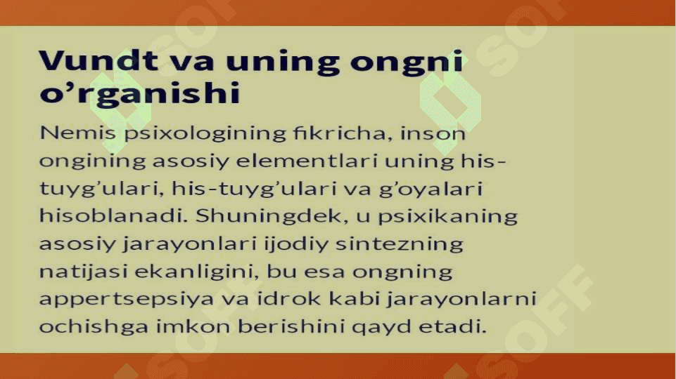 Vundt tomonidan ongning tasniflanishi 4