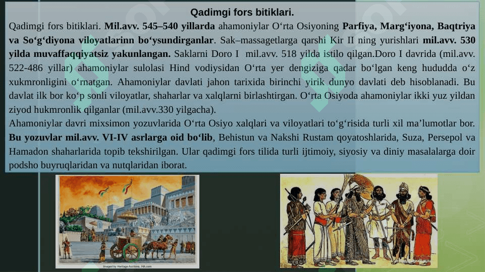Ahamoniylarning O‘rta Osiyoni bosib olishi va hukmronligi 3