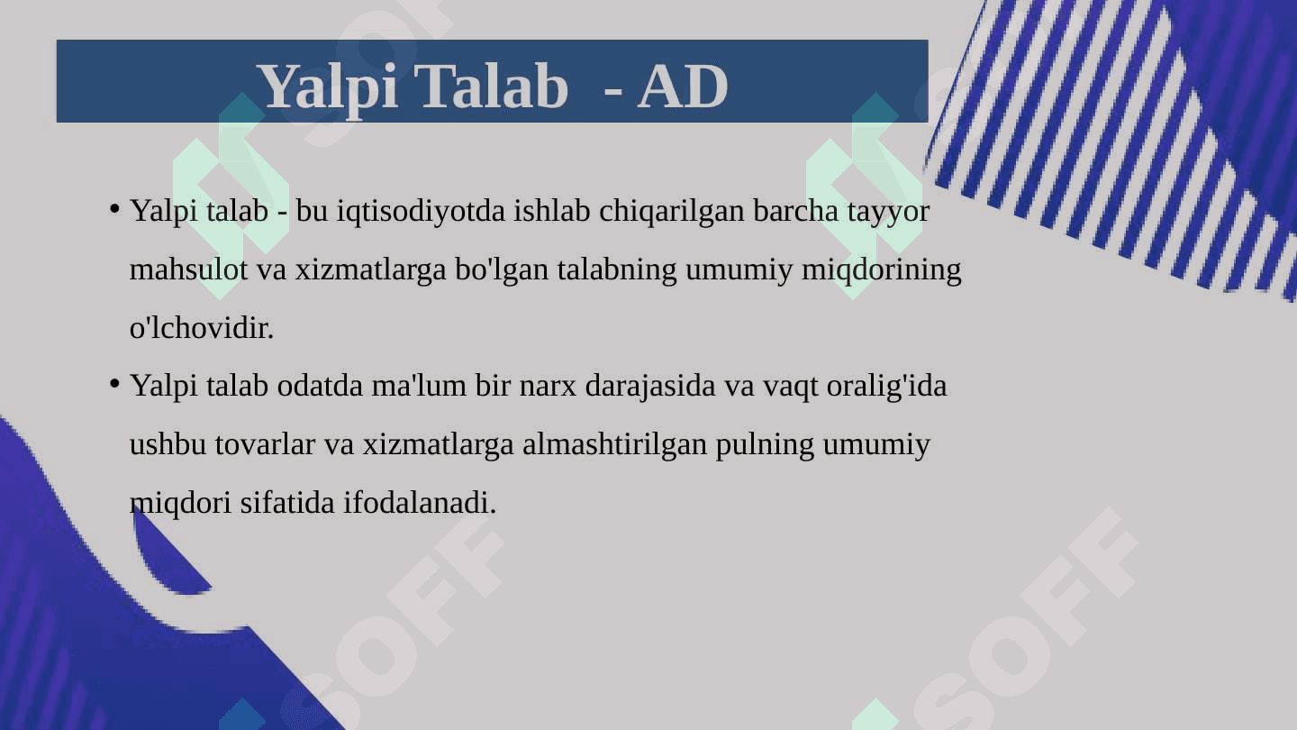 Yalpi talab va yalpi taklif modeli AD-AS model 4