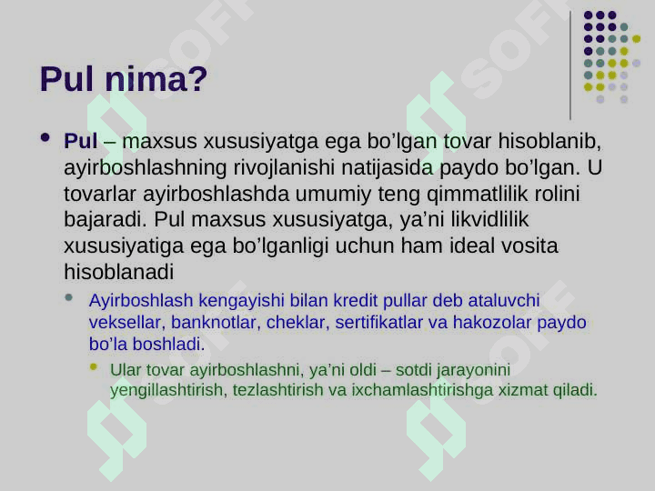 Aktivlar bozori, pul va narxlar 5
