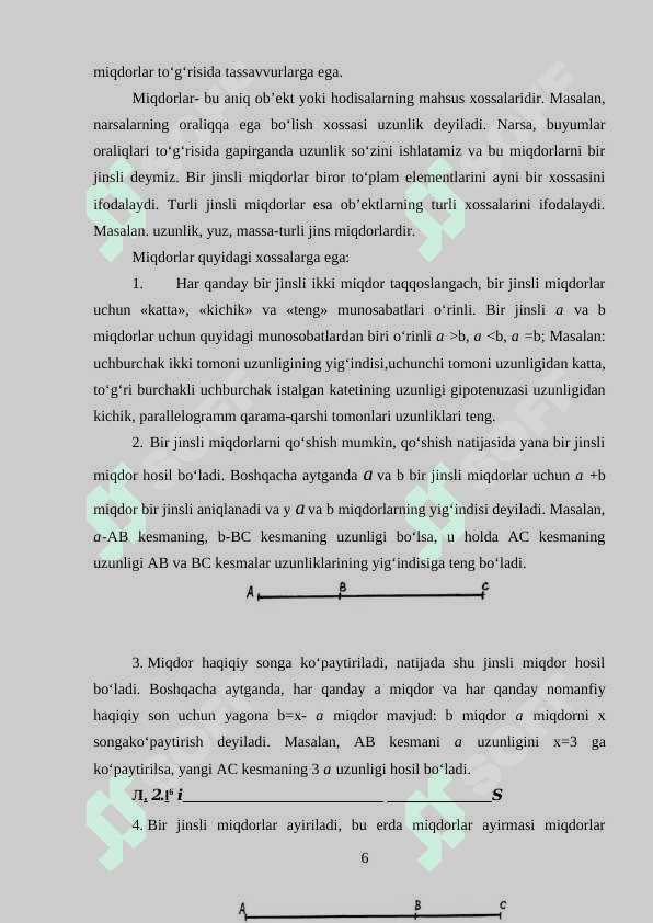Vaqt, masofa, tezlik haqidagi tasavvurlarini tarkib toptirish va ularning o’lchov birliklari bilan tanishtirish metodikasi. 6